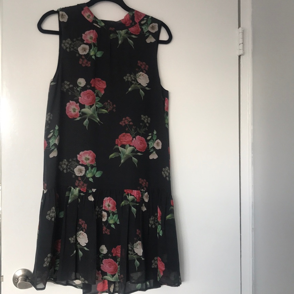 Joie sleeveless floral drop waist silk dress